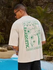 Manfinity VCAY Men's Crew Neck Short Sleeve T-Shirt With Front Graphic Print - Apricot - View 1