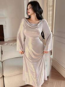 DAZY 秋季新款音乐节优雅中长连衣裙女士长袖连衣裙