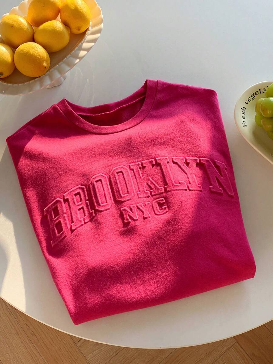 Comfortcana 女士纯色短袖圆领 T 恤，夏季时尚