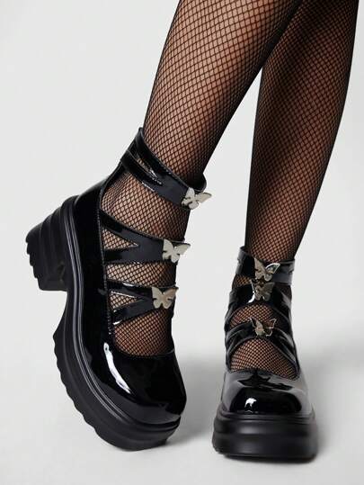 Goth 2024 New Fashion Mary Janes Street-Style Women Shoes, Round Toe Thick Heel Commuting Casual Loafers, Spring Spring Shoes Spring Break Easter