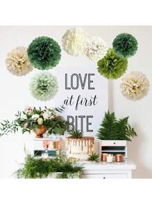 SHEIN 20 pièces/set Pompons en papier de soie vert sauge (30 cm, 25 cm, 20 cm, 15 cm) et 20 pièces Ensemble de décoration de fête bohème florale pour mariage, anniversaire, fête d'animaux de la jungle, décoration murale, Saint-Valentin, mariage de la Saint-Valentin, anniversaire
