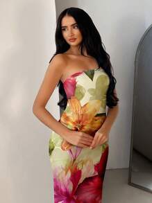 SHEIN BAE Summer Sleeveless Floral Print Dress / Beach Resort Dress/Easter Dress/Elegant Dresses For Party/ Dresses For Women Elegant/Easter/Beach Outfits For Woman/Vacation Outfits Women/Easter Dress Women/Easter Dress/Elegant Dresses For Party/ Dresses For Women Elegant/Easter/Beach Outfits For Woman/Vacation Outfits Women/Easter Dress Women/Dresses Graduation/Tube Top/Dresses Graduation/Tube Top/Dresses Graduation/Tube Top - Multicolor - View 5