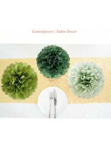 SHEIN 20 pièces/set Pompons en papier de soie vert sauge (30 cm, 25 cm, 20 cm, 15 cm) et 20 pièces Ensemble de décoration de fête bohème florale pour mariage, anniversaire, fête d'animaux de la jungle, décoration murale, Saint-Valentin, mariage de la Saint-Valentin, anniversaire