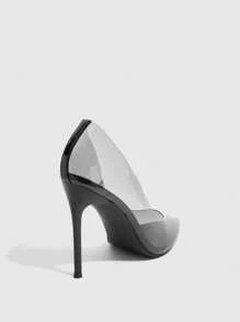 CUCCOO SZL Giày cao gót mũi nhọn trong suốt màu hồng cánh sen gợi cảm dành cho nữ, thích hợp cho tiệc tùng, ngày Valentine, phong cách thường ngày mùa xuân, đêm tiệc cá tính, hoặc dịp Giáng sinh. - Than chì đen - Xem 4