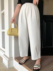 Dazy Petite Plus Loose Fit Casual White Harem Pants, All Season