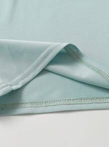 SHEIN 2pcs/Set Young Boy Casual Letter Embroidered Short Sleeve Polo Shirt & Pants Set, Summer - Mint Green - View 5