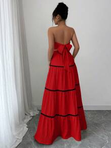 Rafferiza 2pcs Women Elegant Top And Skirt Suit Set - Red - View 2