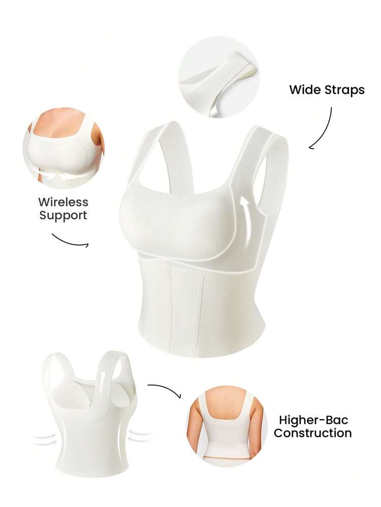 Square-Neck Built-In Bra Tank Top