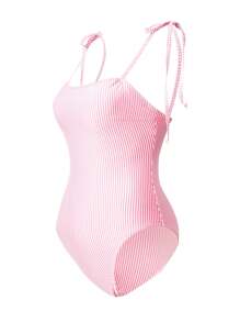 Swim Vcay 1 件女士条纹细肩带连体泳衣，适合度假和海滩 - 淺粉色 - 查看 3