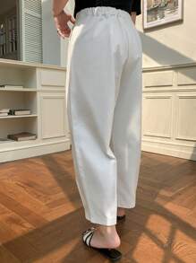 Dazy Petite Plus Loose Fit Casual White Harem Pants, All Season