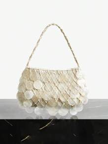 SHEIN SXY Ladies, Women Shell Pieces Top Handle Bags , Fashionable, Simple, Elegant, Versatile, For Beach,Vacation,Holiday,Summer, Seaside