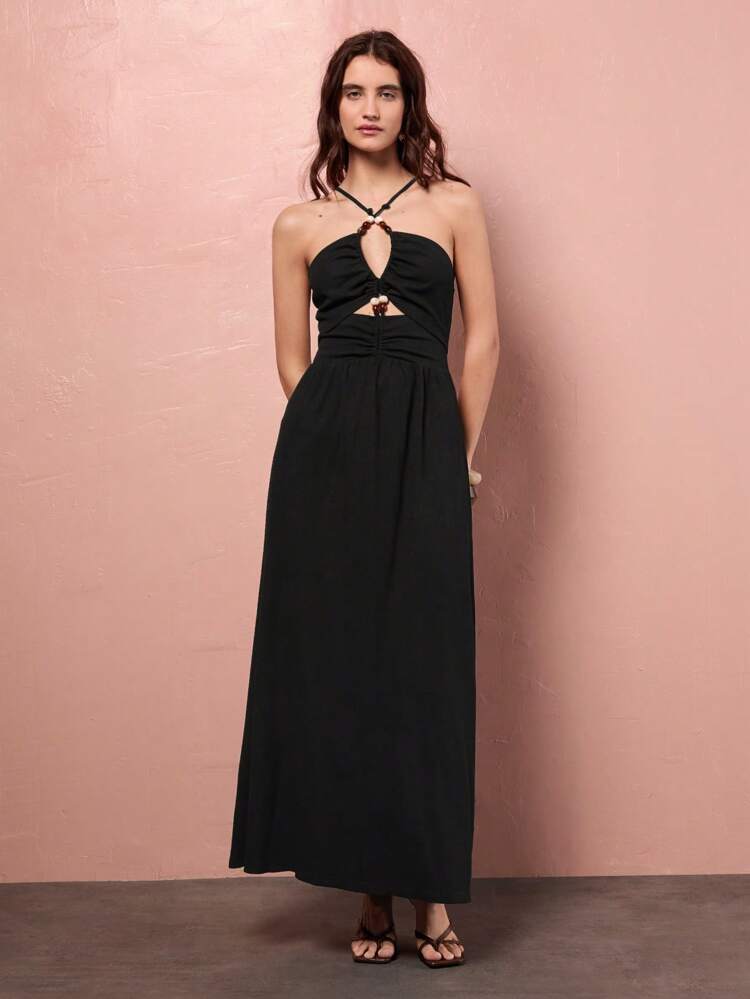 SHEIN Maija 2025 Nouvel arrivage estival Femme Élégante Invitée de mariage/Brunch/Aéroport Tenue décontractée, Bohème Vacances Plage Festival de musique Pâques Remise des diplômes Port quotidien Top et robe asymétriques à lacets
