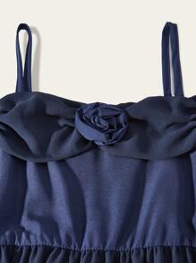 SHEIN Explorewe 1 件女童化装派对礼服，优雅长裙，适合日常装扮，青少年女童礼服