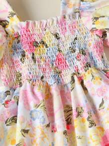 SHEIN 1 件年轻女孩多巴胺碎花无袖连衣裙，可爱时尚沙滩裙，适合夏季度假和户外 - 彩色 - 查看 7