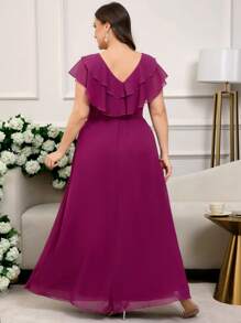 Ellevyn Vestido de fiesta de noche elegante largo de color vino tinto para mujer de talla grande, vestidos largos elegantes para mujer, vestidos maxi elegantes para mujer, vestidos elegantes para mujer, vestidos de verano para mujer, vestidos de talla grande para mujer, vestido morado, vestido de fiesta, vestido con volantes, atuendos de fiesta para mujer, vestidos para bodas y eventos, vestidos curvos, vestido modesto de talla grande de verano - Rosa Fucsia - Ver 2