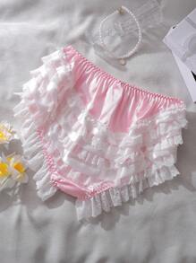 PetitDoll Cute & Sweet Ruffled Lace Patchwork Women's Underwear - Pink - View 6