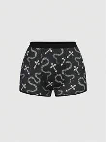 ROMWE 4pcs Gothic Punk Cross, Snake Skin, Leopard Print Design Men's Boxer Briefs Set - Multicolor - View 9