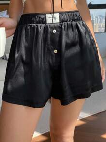 DAZY 休闲梭织标签装饰缎面睡裤