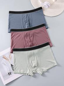 SHEIN 3pcs/Set Men's Casual Boxers, Simple And Fashionable, Suitable For Summer - Multicolor - View 5