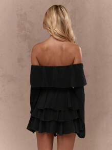 MISSGUIDED Designer Ruffle Mini Skirt Festival Boho Chic Party Evening Summer Beach Holiday Occasion Flowy - Black - View 2
