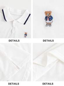 Briarwyn Women's Casual Contrast Trim Knit Short Sleeve Fitted T-Shirt, Summer Graduation Classy Top - White - View 6