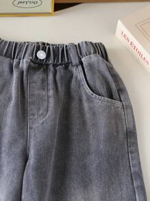 Tween Girls' Casual Washed Loose Straight Leg Jeans - Grey - View 4