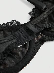 ROMWE Grunge Punk 深色朋克 Y2K 豹纹印花网眼珠饰钢圈内衣文胸