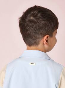 SUMWON Palm Springs Resort Collection Color Block Summer Set Beach Vacation Two-Piece Casual Outfit Athletic Sports Kids Tennis Club Streetwear Holiday Leisure Wear Youth Fashion Coordinates - Blue - View 7