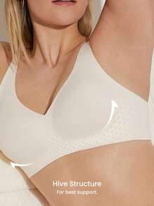 LUVLETTE Dream Curve 2ndSkin Wireless Seamless Plunge Lounge White Sticky Bra No Show Underwear