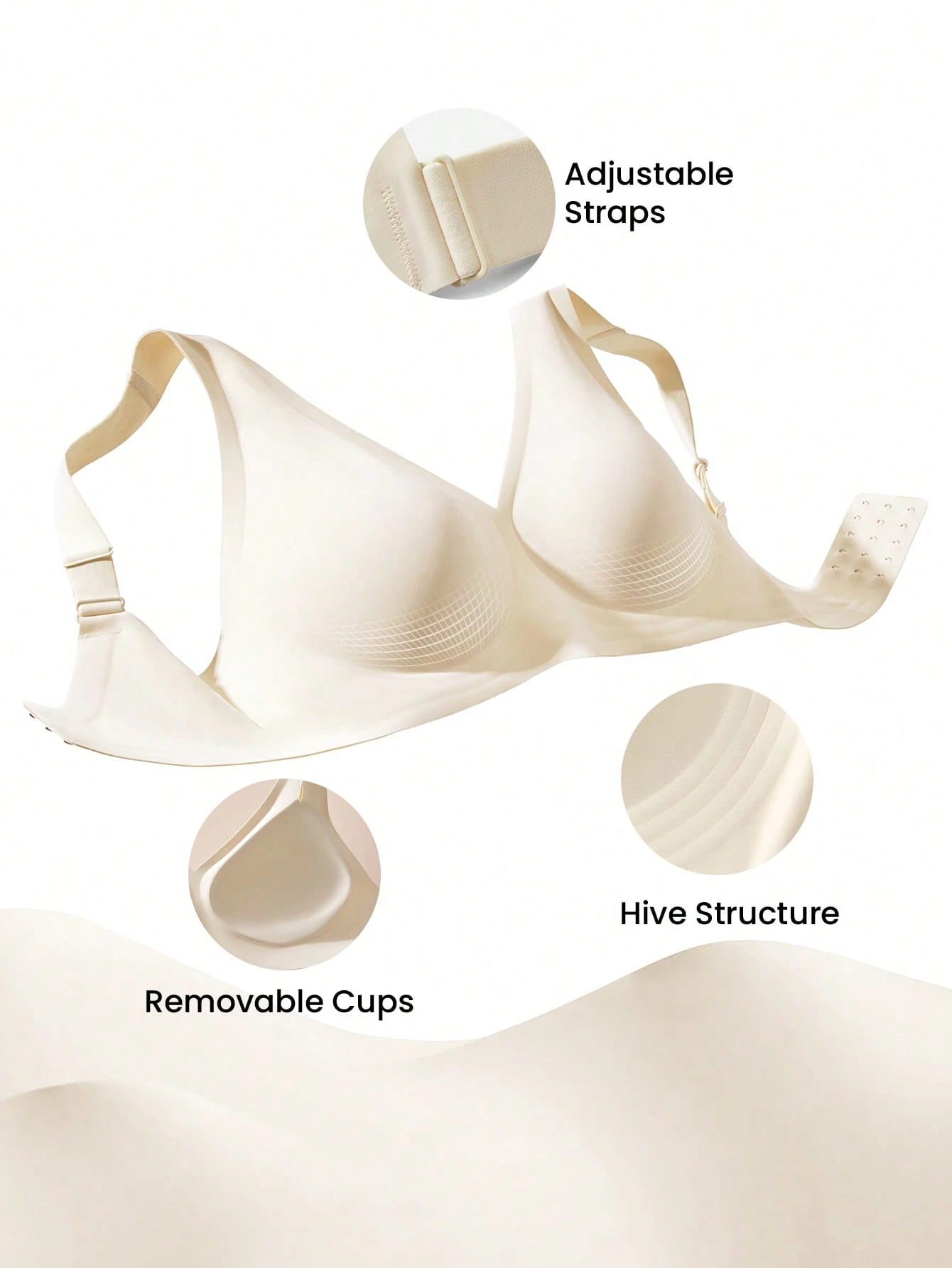 Sujetador sin costuras con efecto segunda piel, de estilo lencero, sin aros, en color blanco, cómodo y sin marcas, también adecuado para adolescentes, jóvenes y niñas