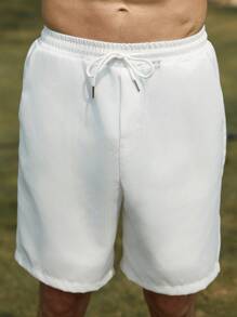 Manfinity Nomadique Conjunto de camisa de manga corta y pantalones cortos de unicolor para hombre, de moda para el verano