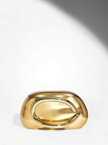 SHEIN BAE 女士时尚金属效果晚会手拿包 - 金色 - 查看 8