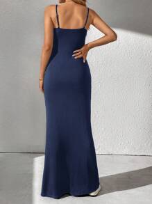 SHEIN Tall Women Solid Color Sleeveless Summer Dress - Navy Blue - View 2