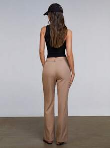 Athîral Women's Solid Color Sleeveless Pants, Fashionable For Summer - Khaki - View 3