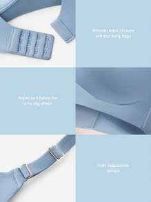 LUVLETTE Dream Curve Support+ Blue Wireless Push Up T-Shirt Basic SizeFreedom Bra No Show Underwear Comfortable Must-Haves