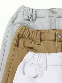 3-Pack Adjustable Waist Stretch Slim Fit Jeans, All-Match Casual Versatile Daily Wear For Big Kids - Multicolor - View 5