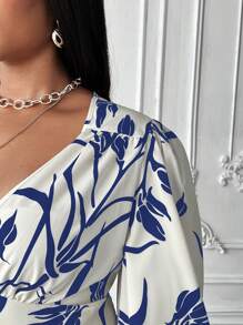 Maweii Abito lungo da donna taglie forti con maniche a sbuffo e stampe, adatto per vacanze