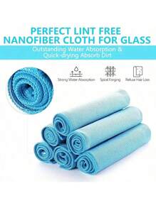 5/10 件超柔软超细纤维玻璃清洁巾 - 无条纹、高性能毛巾、不留水印、适用于镜子、玻璃、窗户、挡风玻璃、洗碗、厨房、浴室、窗户等 - 家庭和学校清洁必需品、厨房、浴室、家居、家居用品 - 藍色 - 查看 5