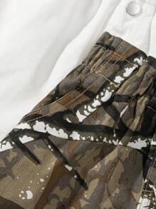 SHEIN Young Girl Casual Comfortable Ruffled Waist Multicolor Denim Shorts,Holiday,Summer,Travel - Multicolor - View 5