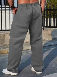 Manfinity Homme Loose Men's Flap Pocket Side Cargo Pants - Grey - View 2