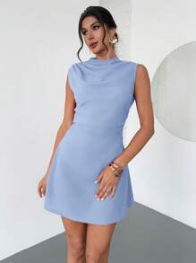 Firerie Vestido mini con volantes y línea A, uso diario elegante, sencillo, delicado, romántico y dulce, para uso de oficina, boda, fiesta, festival de música, vacaciones, con chaleco rojo