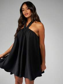 MISSGUIDED 露背迷你连衣裙 派对 夏季摆裙 宽松飘逸薄纱连衣裙 晚宴 婚礼 宾客 海滩 度假 服饰