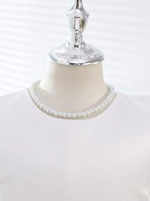 SHEIN Glamorique Kids Robe de soirée élégante à imprimé floral avec panneau de maille pour jeunes filles - Blanc - Voir 5