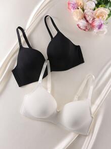 Ocili Leisure Plus Size 2 Pcs/Set Wirefree & Underwire Bra Set - Multicolor - View 3