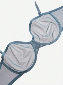 LUVLETTE 加无衬里半罩杯透气网眼透明透气基本款清爽舒适迷你文胸 - 霧霾藍 - 查看 11