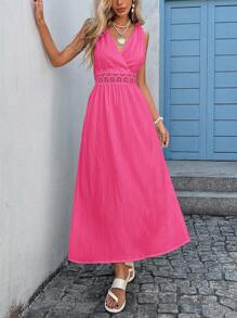 Vivid Eden Vestido de mujer elegante de unicolor con encaje y sin mangas