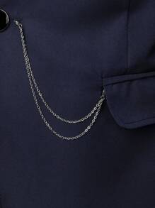Manfinity Mode Conjunto de traje formal de negocios para hombres con blazer de manga larga con cuello de solapa y pantalones