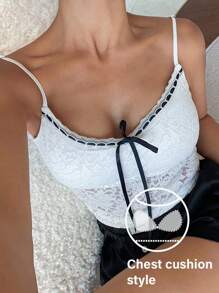 DAZY 女士浪漫透明蕾丝吊带背心，内置衬垫