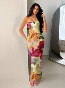 SHEIN BAE Summer Sleeveless Floral Print Dress / Beach Resort Dress/Easter Dress/Elegant Dresses For Party/ Dresses For Women Elegant/Easter/Beach Outfits For Woman/Vacation Outfits Women/Easter Dress Women/Easter Dress/Elegant Dresses For Party/ Dresses For Women Elegant/Easter/Beach Outfits For Woman/Vacation Outfits Women/Easter Dress Women/Dresses Graduation/Tube Top/Dresses Graduation/Tube Top/Dresses Graduation/Tube Top - Multicolor - View 8