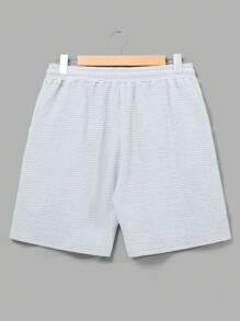 RueChic Conjunto de camisa e shorts regular de tecido rendado especial para homens, moda verão